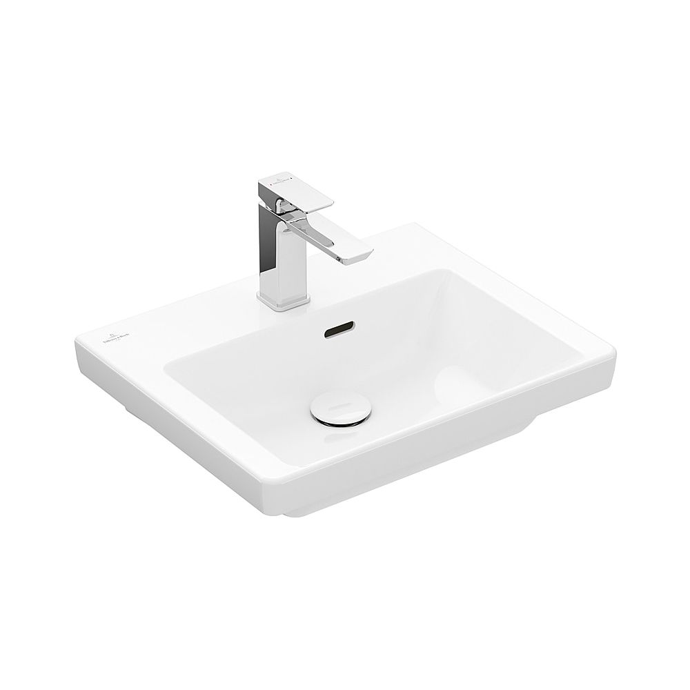 Lavabo Villeroy & Boch Subway 3.0 50 500x400mm rectangulaire 1 trou de robinetterie avec trop-plein Stone White CeramicPlus