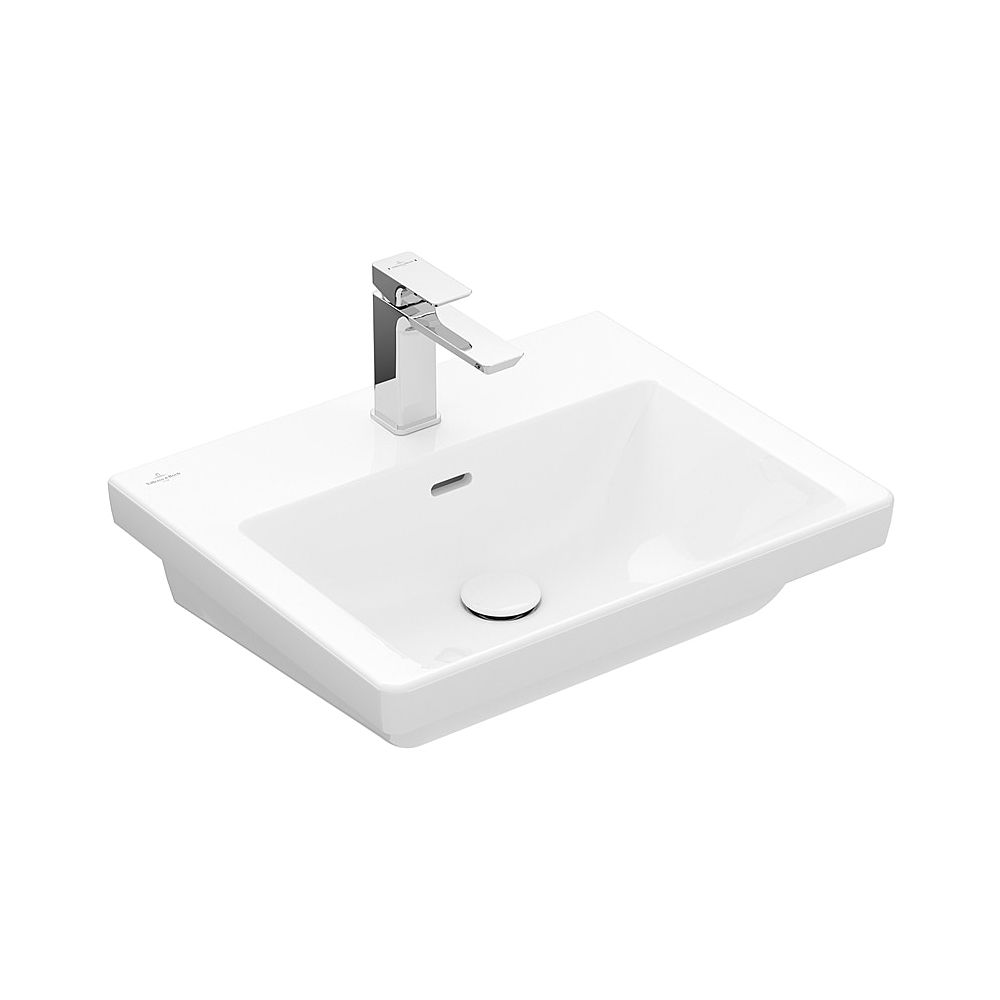 Lavabo Villeroy & Boch Subway 3.0 55 550x440mm rectangulaire 1 trou de robinetterie avec trop-plein Stone White CeramicPlus