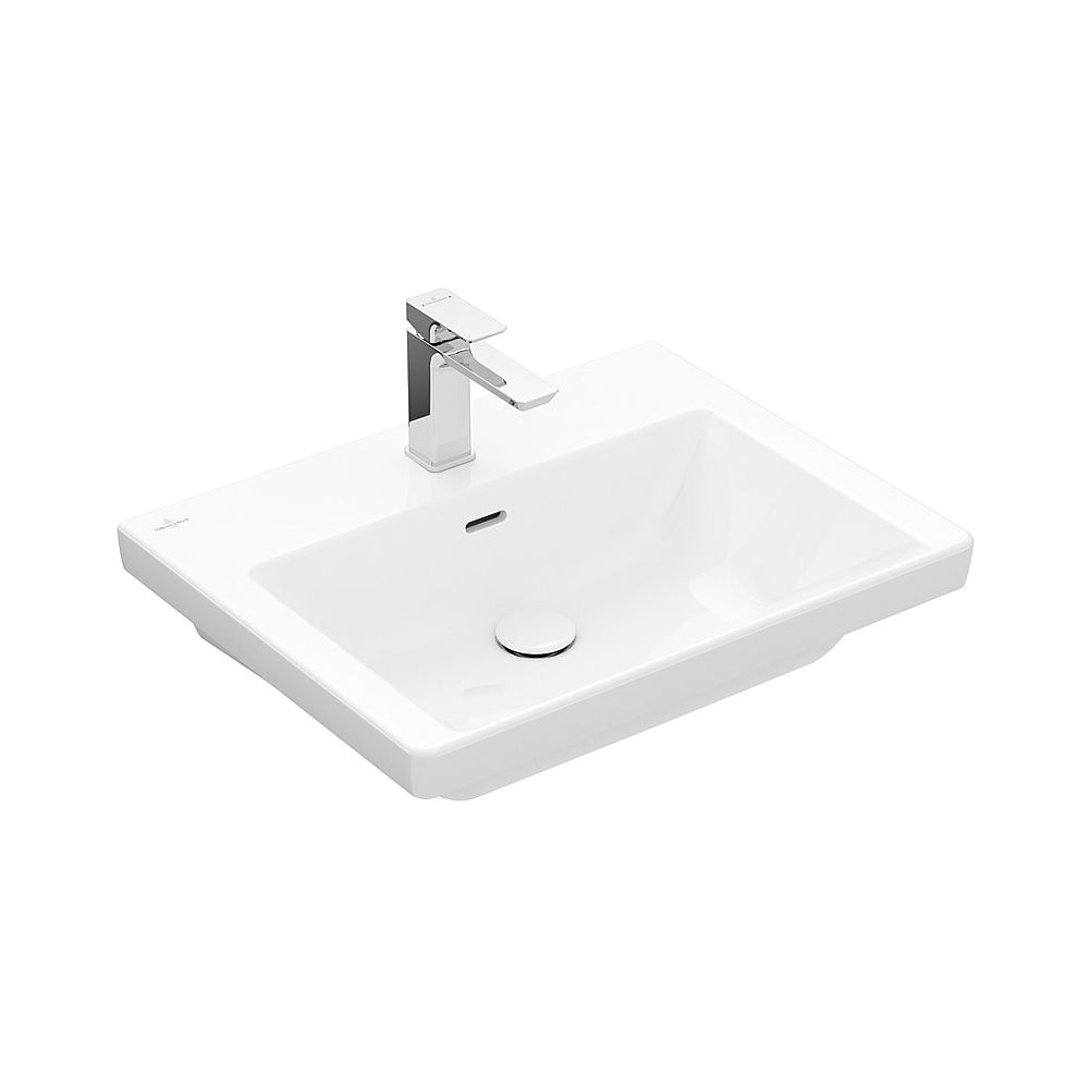 Lavabo Villeroy & Boch Subway 3.0 600x470mm rectangulaire 1 trou de robinetterie sans trop-plein poli Blanc Alpin