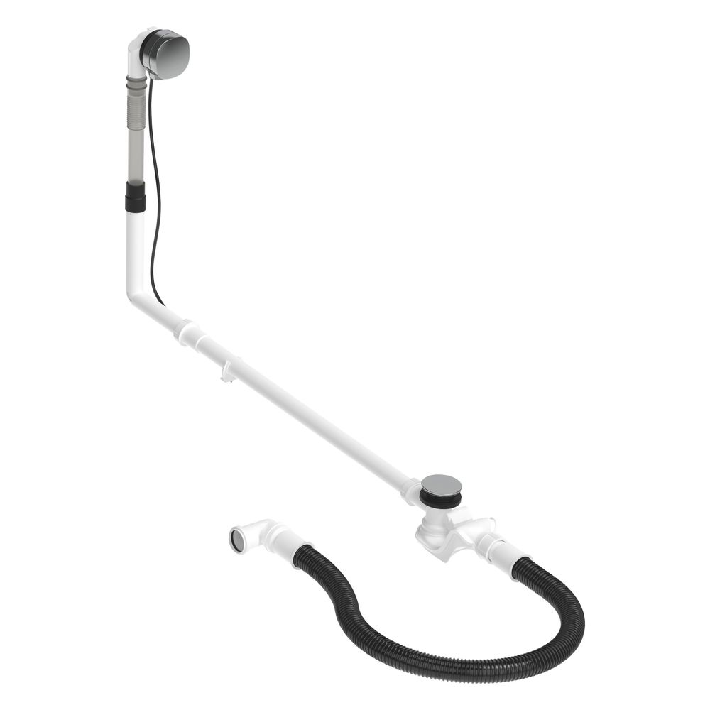 Garniture de trop-plein et d'évacuation Duravit avec alimentation, entrée de baignoire, chromé brillant, Quadroval, longueur de câble Bowden 1100 mm, évacuation flexible
