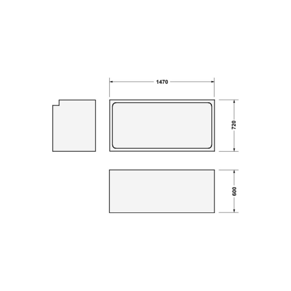 Support de baignoire Duravit D-Neo rectangulaire, paroi latérale droite pour baignoire 700471 D-Neo 1500x750mm