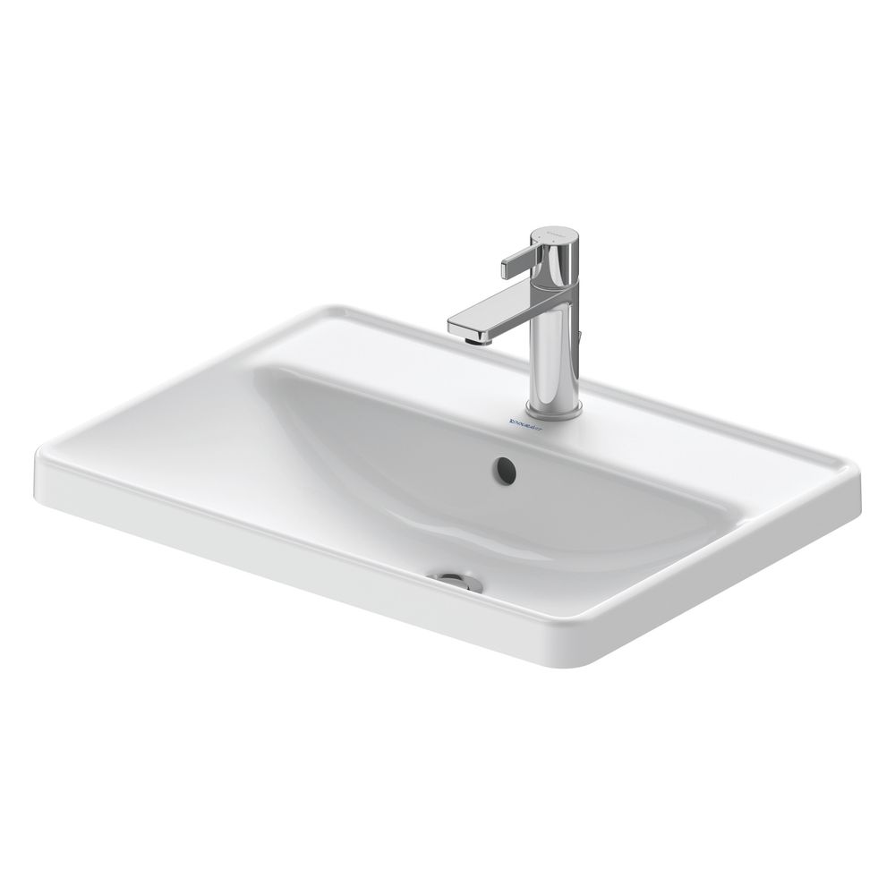 Duravit D-Neo Lavabo encastrable 440x600x170mm, blanc brillant, avec trou de robinetterie/débordement, 1 trou poncé, encastrable par le haut