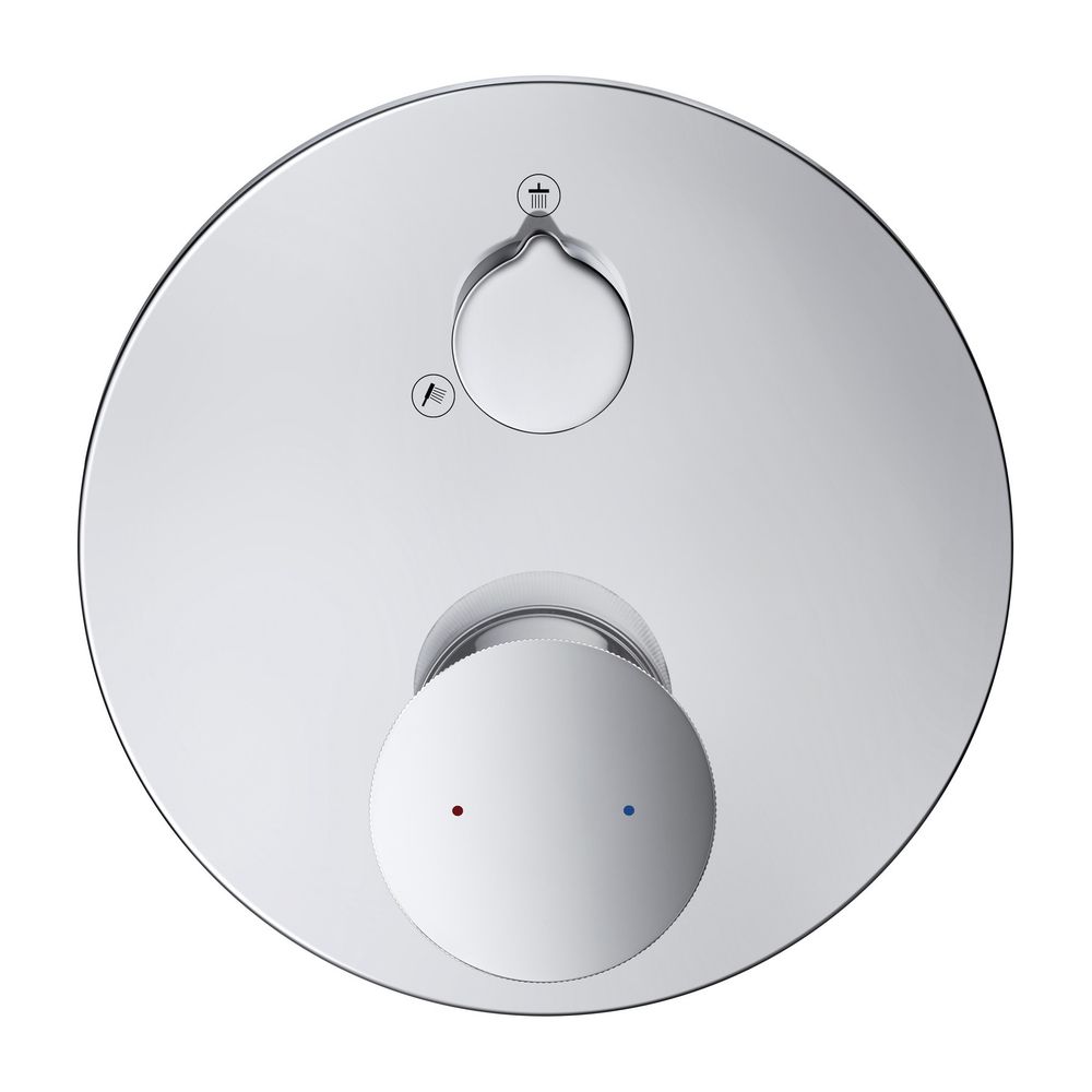 Mitigeur monocommande Duravit White Tulip pour baignoire, encastré, 2 sorties, chromé, douchette de baignoire, 22,5 l/min, rosace ronde Ø 170 mm