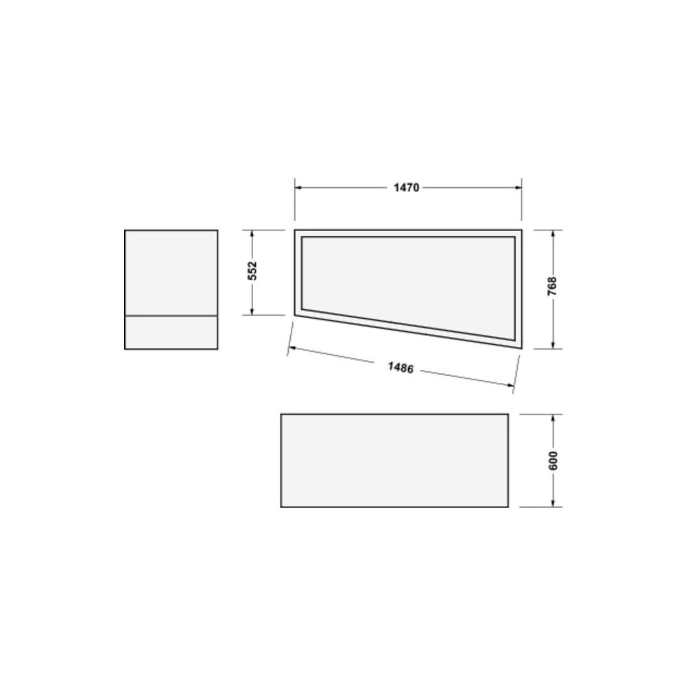 Support de baignoire Duravit No.1, Trapézoïdal, paroi latérale droite, 1500x800mm, angle R pour 700505