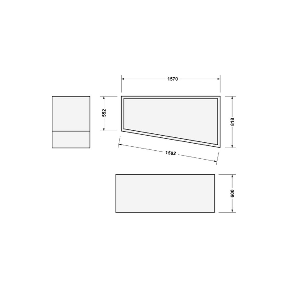 Duravit No.1 Support de baignoire, forme trapézoïdale, paroi latérale droite, 1600x850 mm, coin R pour référence 700507