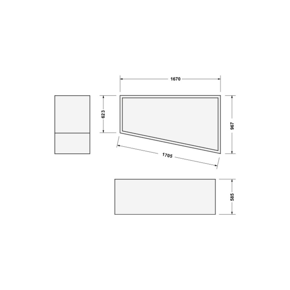 Duravit No.1 Support de baignoire, trapézoïdal, paroi latérale droite, 1700x1000 mm, angle R pour 700509