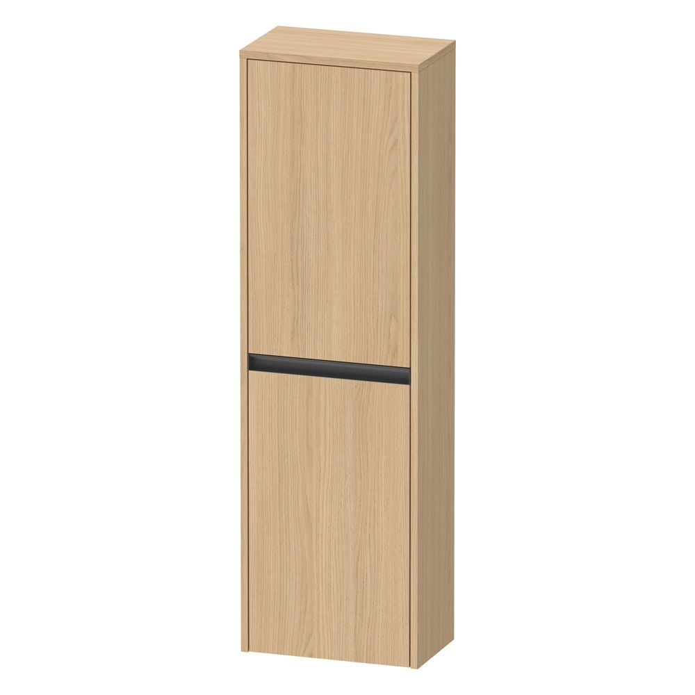 Duravit Ketho.2 Meuble bas décoratif 240x400x1320mm Chêne naturel mat, 2 portes à gauche, 2 étagères en verre, 1 étagère en bois, poignée anthracite