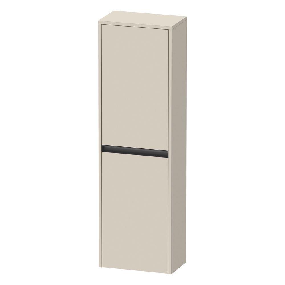 Duravit Ketho.2 meuble bas décoratif 240x400x1320 mm taupe SM, 2 portes D, 2 étagères en verre, 1 étagère en bois, poignée anthracite, Tip-on