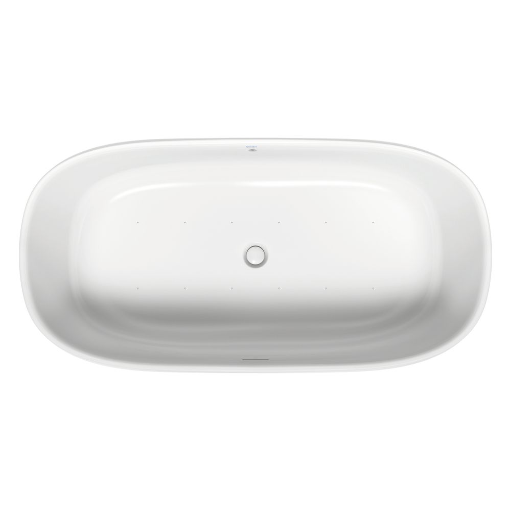 Duravit Zencha Baignoire balnéo ovale, autoportante, 900x1800x600mm, Air-System, 2 appuis-dos, 366l, intérieur 456mm, blanc mat
