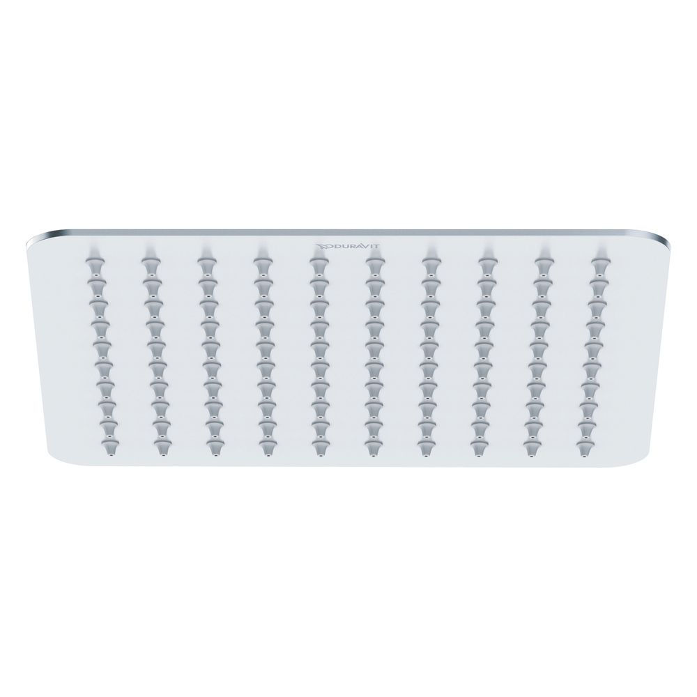 Duravit Pommeau de douche de tête, chromé brillant, acier inoxydable, carré, 200x200 mm, 26 l/min, Rain, montage plafond/mural