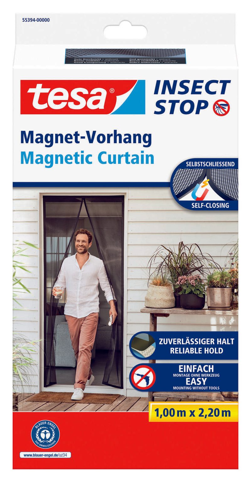 Tesa moustiquaire Insect Stop rideau magnétique anthracite 1,0 x 2,2 m