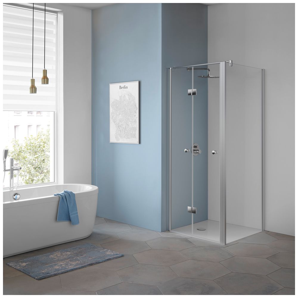 Porte pliante Koralle TwiggyPlus TFTBO 75 720-760x2000 argent mat ESG transparent avec GlasPlus