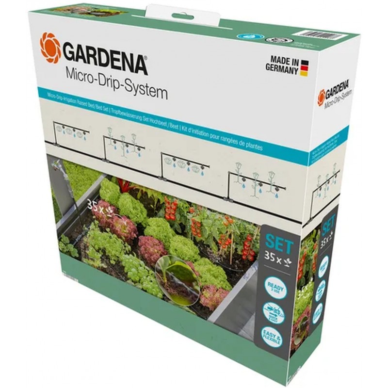 Gardena Micro-Drip-System Kit d'irrigation goutte-à-goutte pour bac surélevé/parterre 35 plantes 13455-20