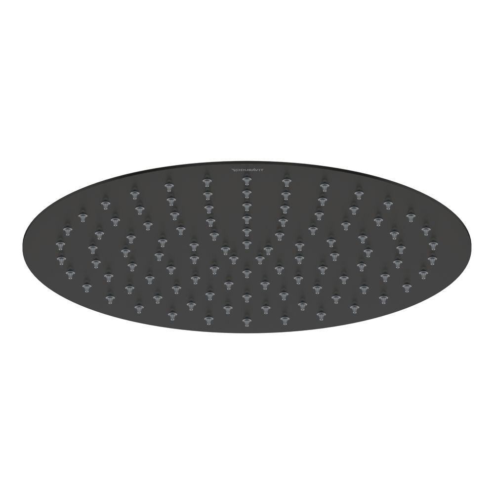 Duravit Pommeau de douche de tête, noir mat, acier inoxydable, rond, diamètre 300 mm, débit 25,5 l/min, effet pluie, montage plafond/mur