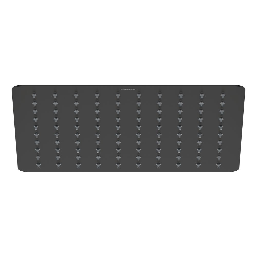 Duravit Pommeau de douche de tête, noir mat, acier inoxydable, carré, 300x300 mm, 26 l/min, Rain, montage plafond/mural