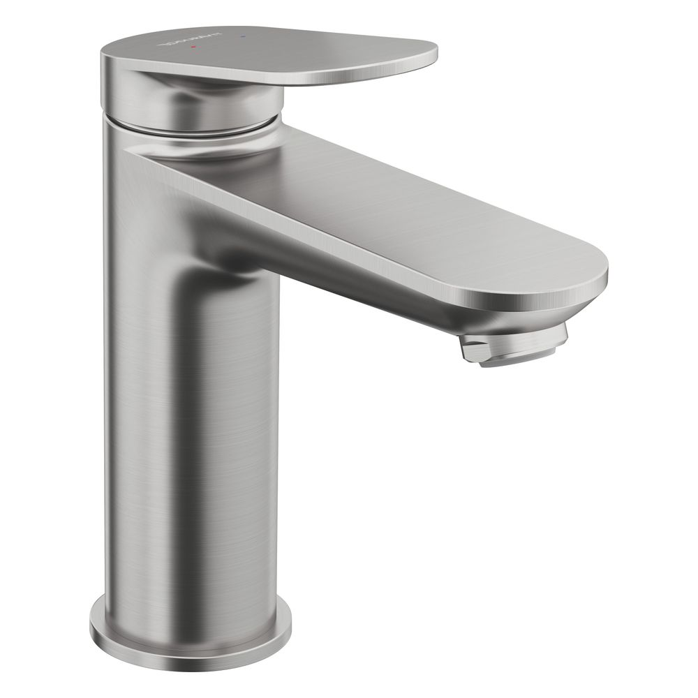 Robinet mitigeur monocommande Duravit Wave taille M, acier brossé, 5 l/min, levier, portée 122 mm, hauteur 171 mm