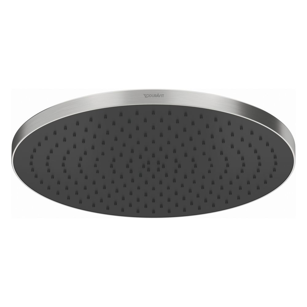 Duravit Douchette de tête en acier inoxydable brossé, Plastique, MinusFlow, Ronde, Ø 230 mm, 9 l/min, Rain, Montage plafond/mur
