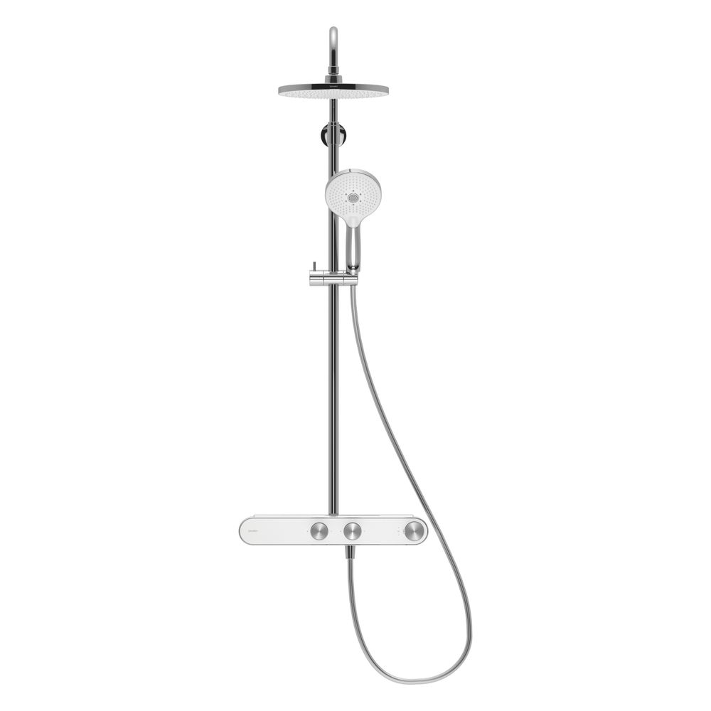 Système de douche Duravit Shower Systems, chromé, mitigeur thermostatique, pommeau de tête 230 mm, 10,5 l/min, pommeau manuel 14 l/min