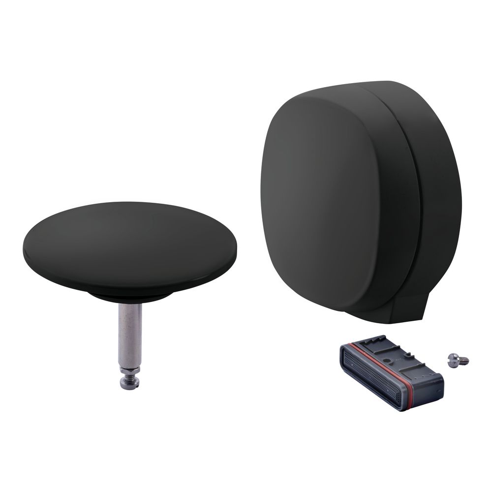 Duravit Kit d'équipement, noir mat, incluant poignée tournante, couvercle d'entrée de baignoire, aérateur, cône de soupape, pour baignoires