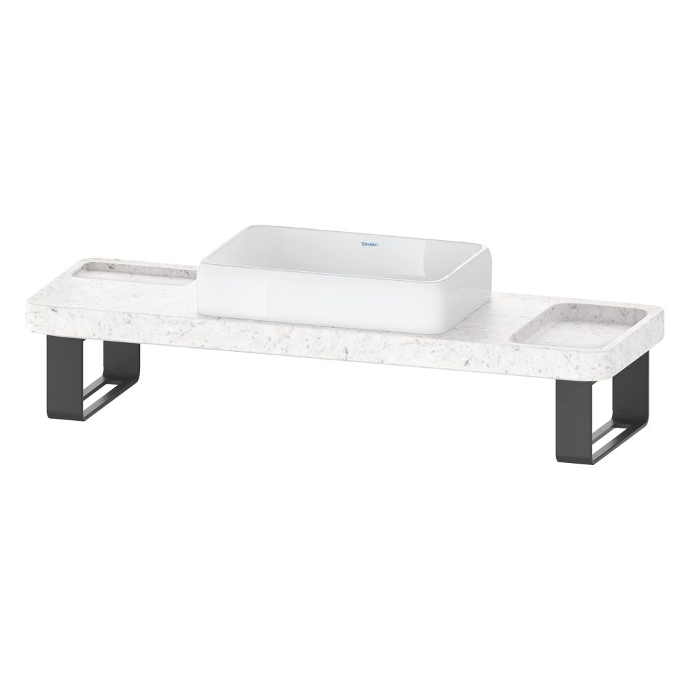 Duravit Lavabo Qatego blanc brillant avec console en marbre poli, support de console 450x1400x400 mm, rectangulaire, finition polie