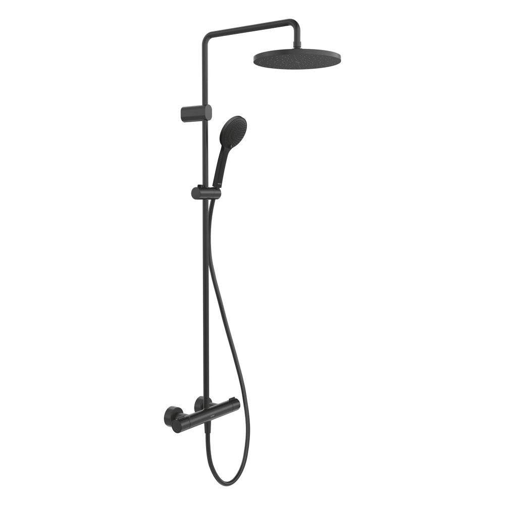 Duravit Système de douche Shower Systems, noir mat, thermostatique, pommeau de tête 250 mm, 9 l/min, réglable en hauteur
