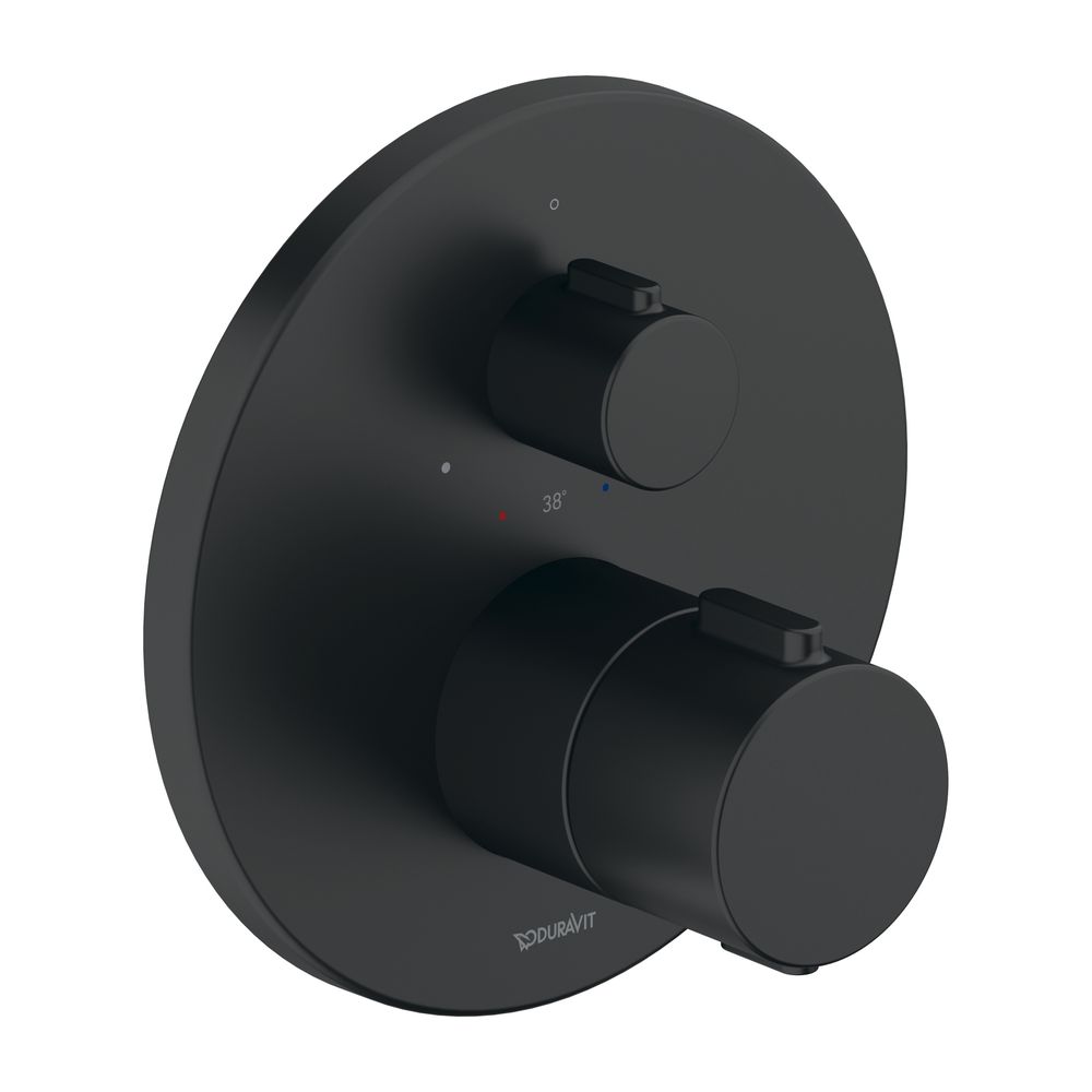 Robinetterie thermostatique Duravit Thermostat encastré, 1 utilisateur, noir mat 20, 5 l/min, rosace ronde, rosace 170 mm