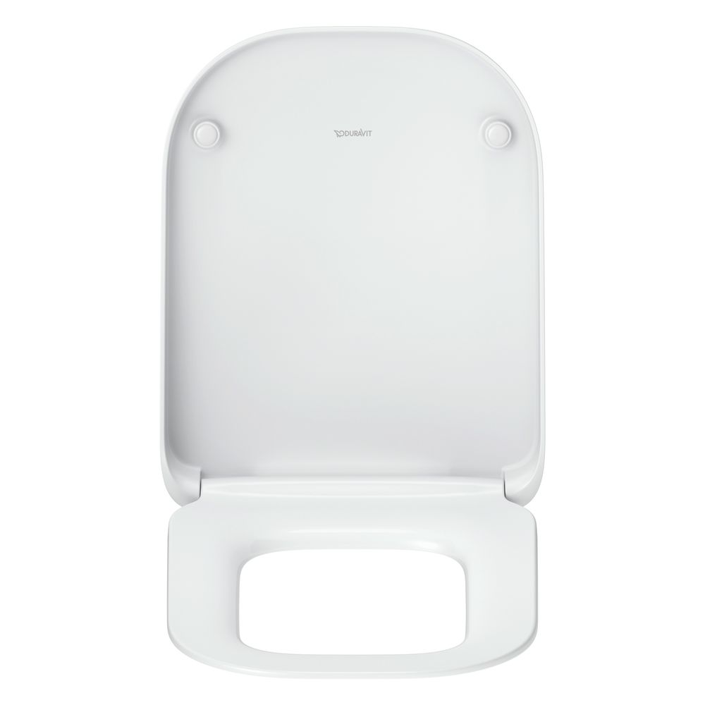 Siège WC Univavo angulaire Duravit blanc, 350x45x448 mm, avec fermeture automatique, garniture amovible, chevauchant