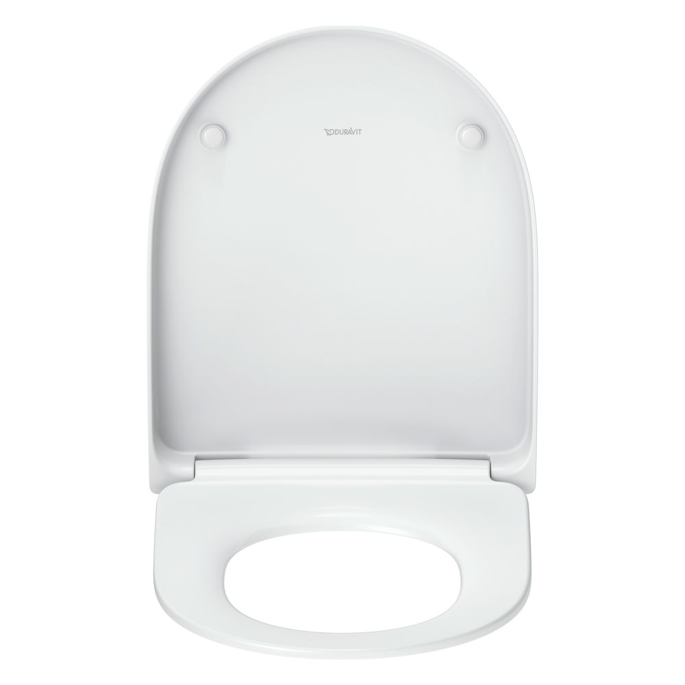 Siège de WC Duravit Univavo en forme de D, blanc, 367x45x438 mm, avec fermeture automatique, garniture de siège amovible, chevauchant