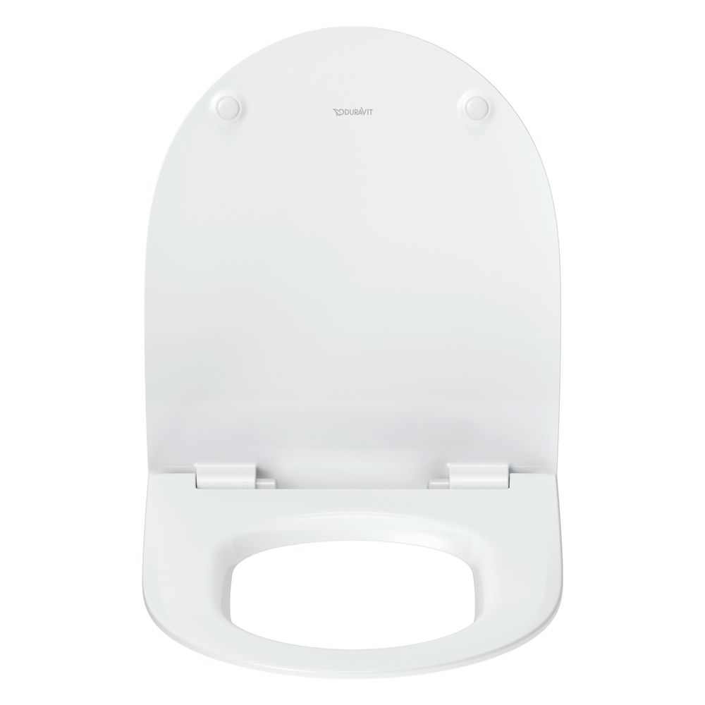Siège de WC Duravit Univavo en forme de D, Blanc, 364x45x421mm, avec fermeture automatique, garniture de siège amovible, chevauchant