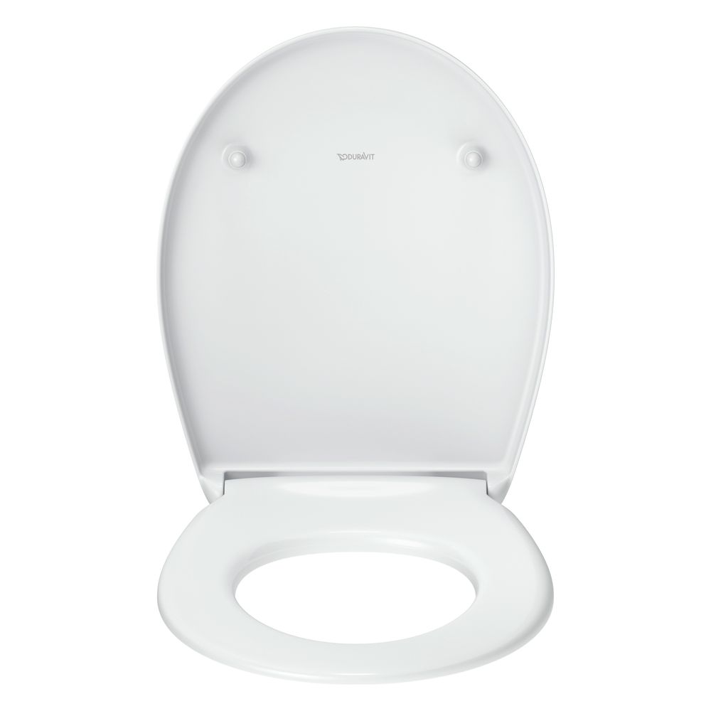 Siège WC ovale Univavo Duravit blanc, 368x51x452 mm, avec abattant automatique, garniture amovible, chevauchant