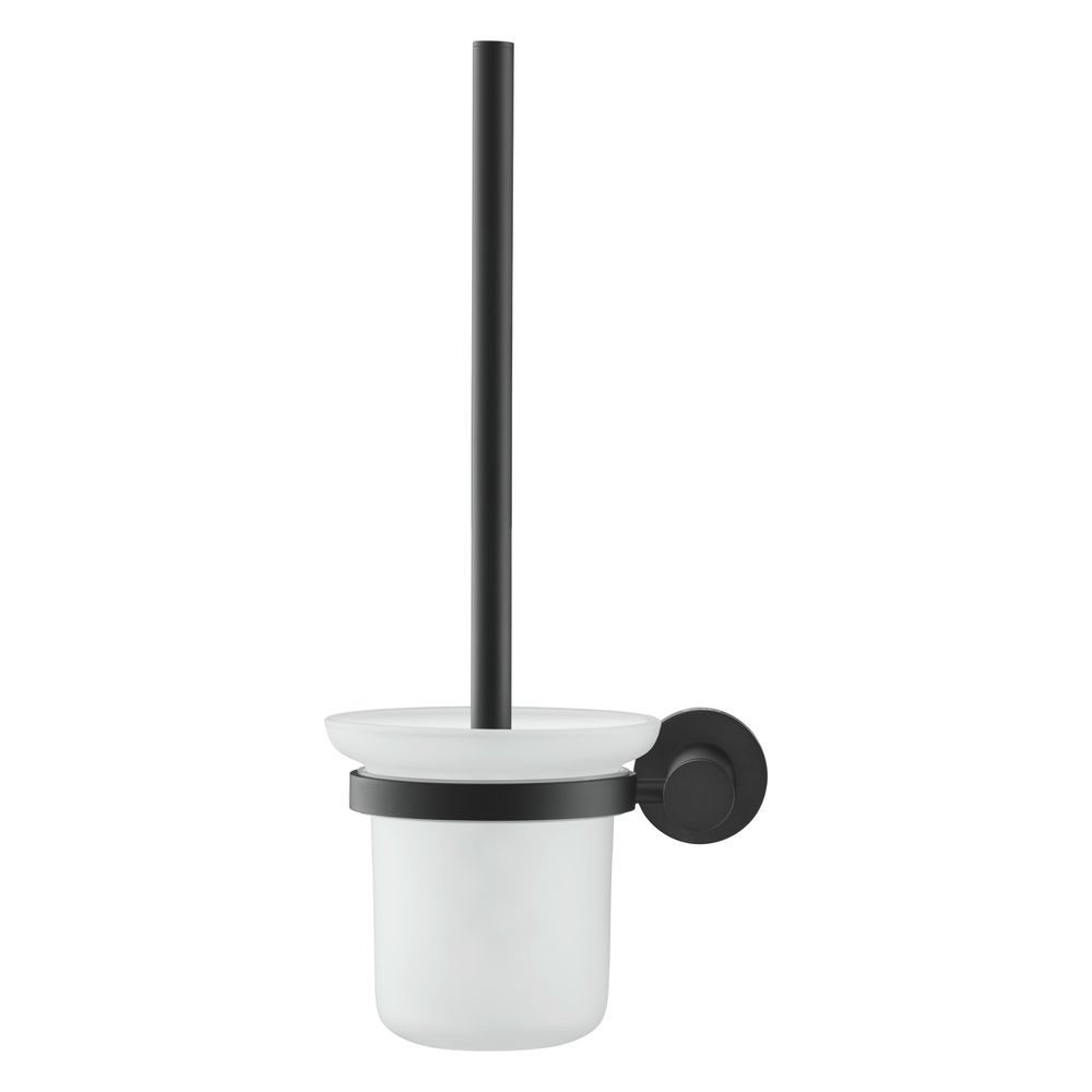 Kit de brosse Duravit D-Code 154x154x342 mm, fixation murale, noir mat, plastique/laiton, verre laiteux, fixation par vis