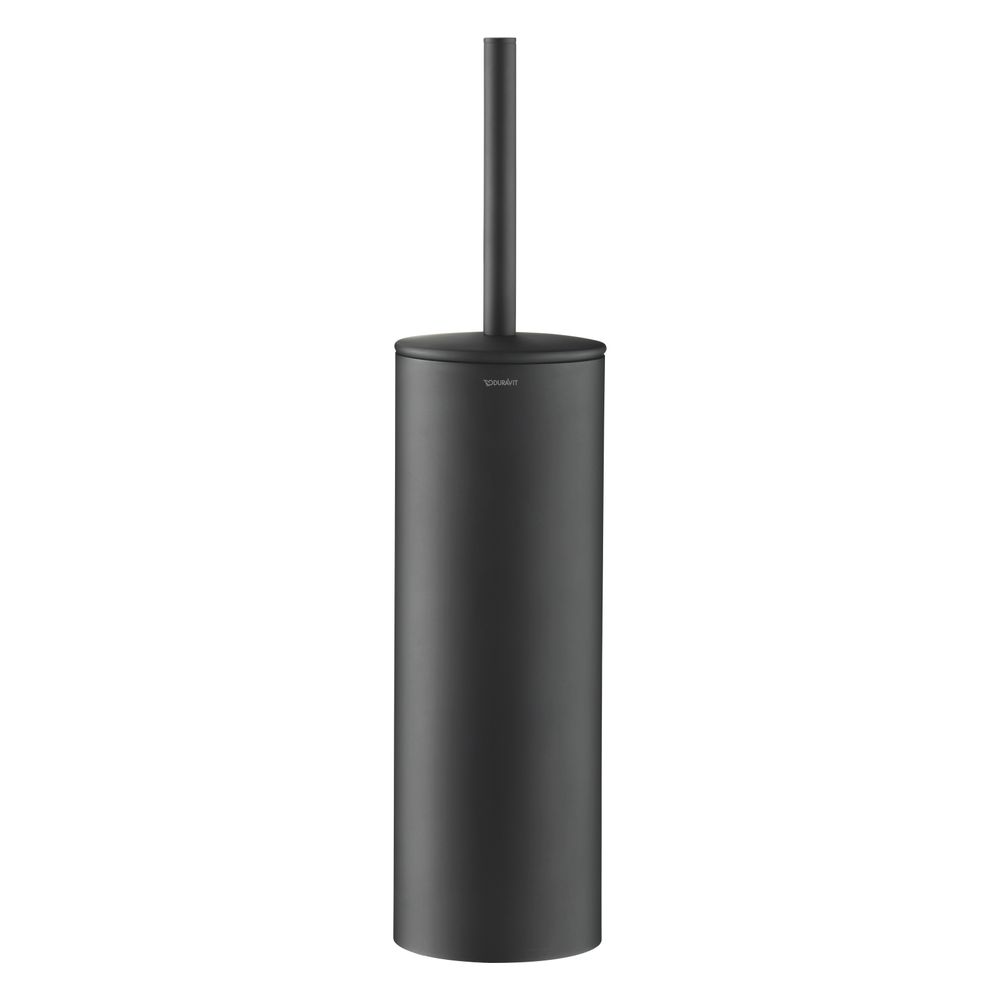 Garniture de brosse WC Duravit D-Code 89x89x385 mm, noir mat au sol, plastique/laiton, verre laiteux, fixation par vis