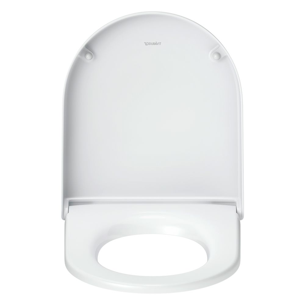 Siège WC Duravit Univavo D-shaped blanc, 374x51x432 mm, avec fermeture automatique, garniture de siège amovible, chevauchant