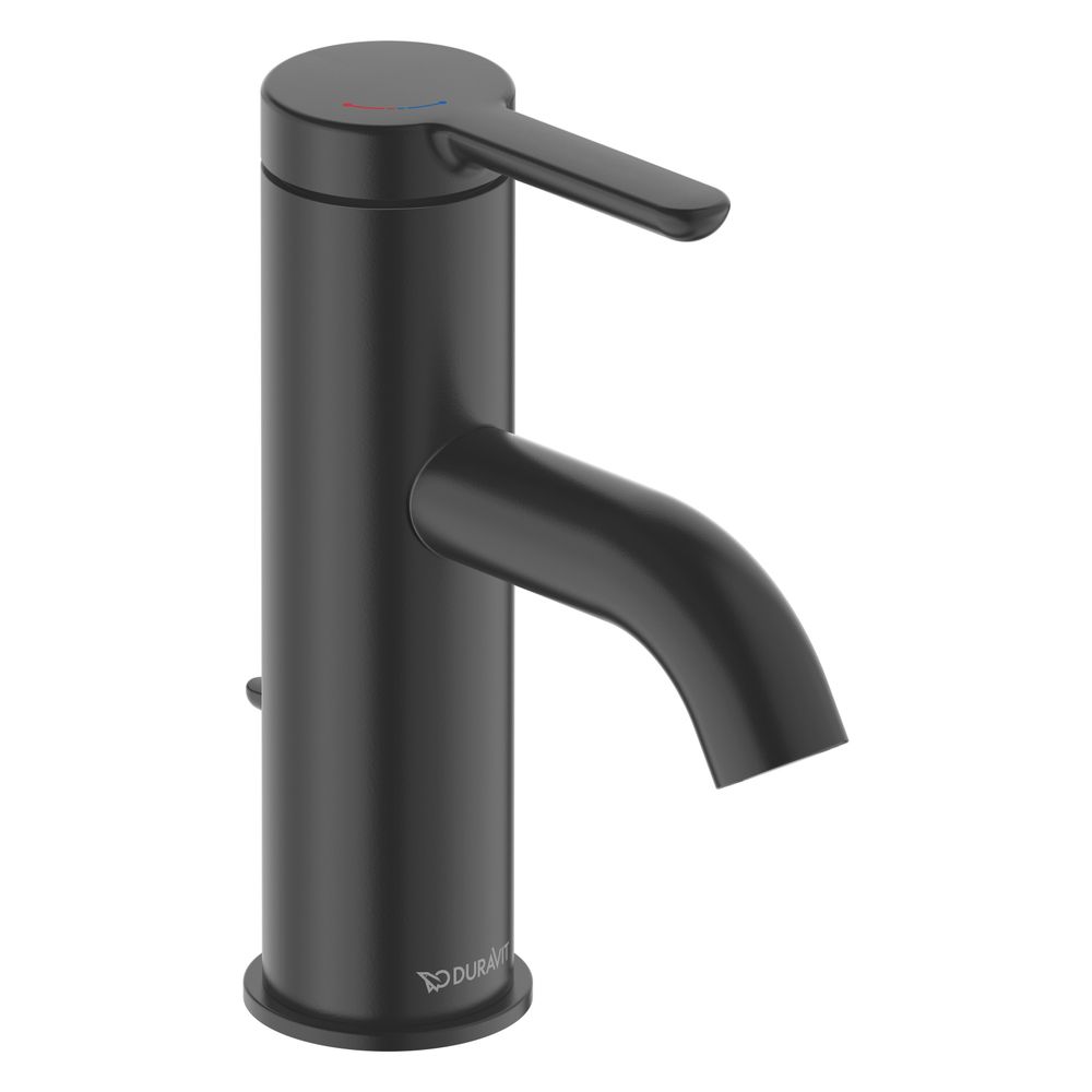 Mitigeur monocommande pour lavabo Duravit C.1 S FreshStart et MinusFlow, noir mat, 4 l/min, avec garniture, portée 91 mm, hauteur 155 mm