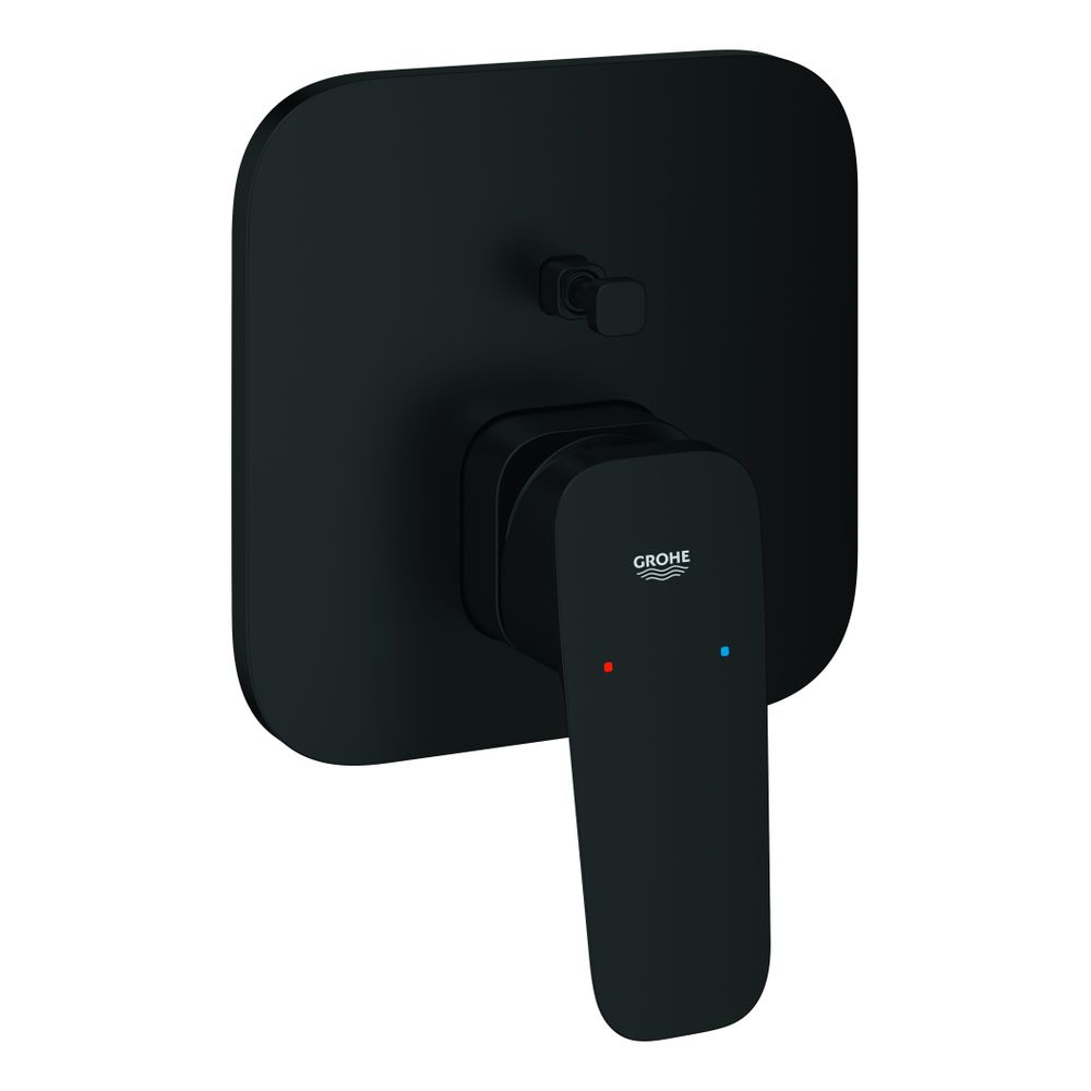 Grohe Mitigeur monocommande Cubeo pour baignoire, kit de montage complet pour Rapido SmartBox, avec inverseur, noir mat, 1017782430