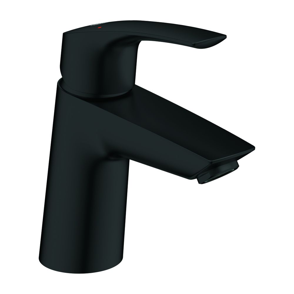Robinetterie monocommande pour lavabo Grohe Eurosmart, taille S, version inclinée, corps lisse, garniture Push-Open, noir mat