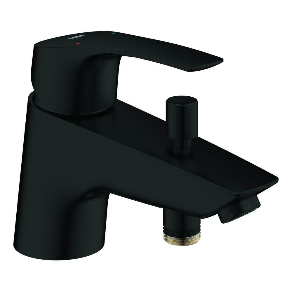 Mitigeur de baignoire Grohe Eurosmart à une commande, cartouche céramique avec Eco-Override-Stop, flexibles de raccordement, noir mat