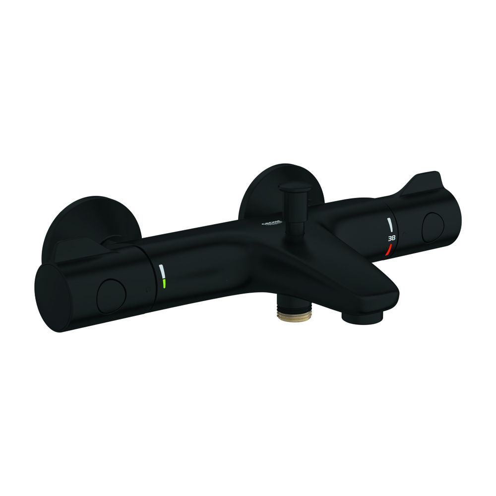 Grohe Grohtherm 800 Mitigeur thermostatique pour baignoire, montage mural, sécurité intégrée, noir mat, 1022032430