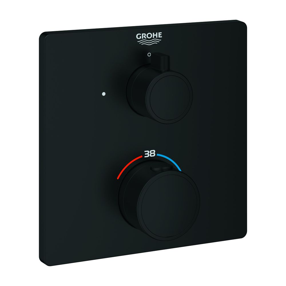 Grohe Robinetterie thermostatique Grohtherm pour douche, angulaire, kit de montage prêt à l'emploi pour Rapido, Noir mat, 1022152430