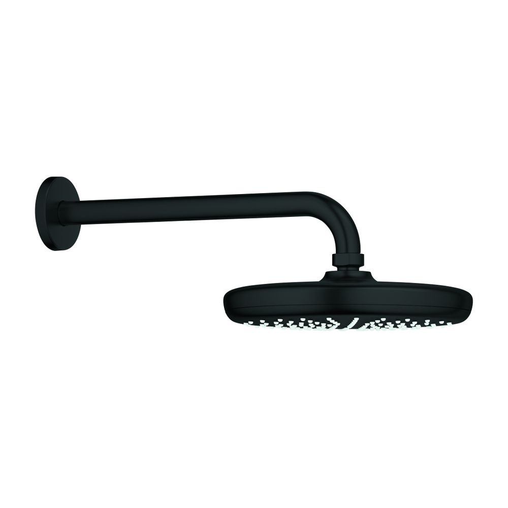 Grohe Set de douchette de tête Tempesta 210, Bras de douche 286 mm, 1 type de jet, 9,5 l/min, Noir mat, 1022182430