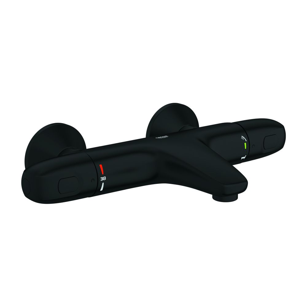 Robinet mitigeur thermostatique Grohe Grohtherm 1000 pour baignoire, montage mural, sans raccords, Noir mat, 348162433