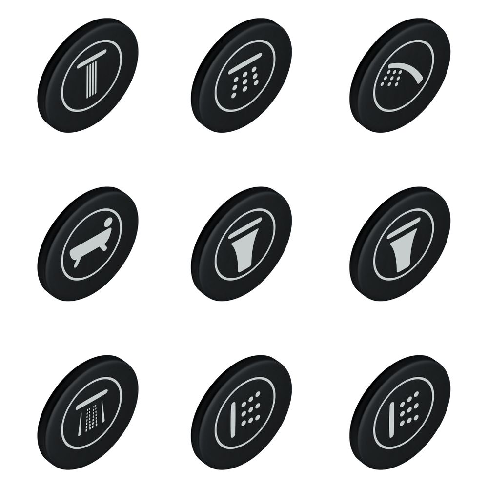 Caches-symboles Grohe SmartControl pour robinetteries encastrées, 9 plaquettes, noir mat, 140772430