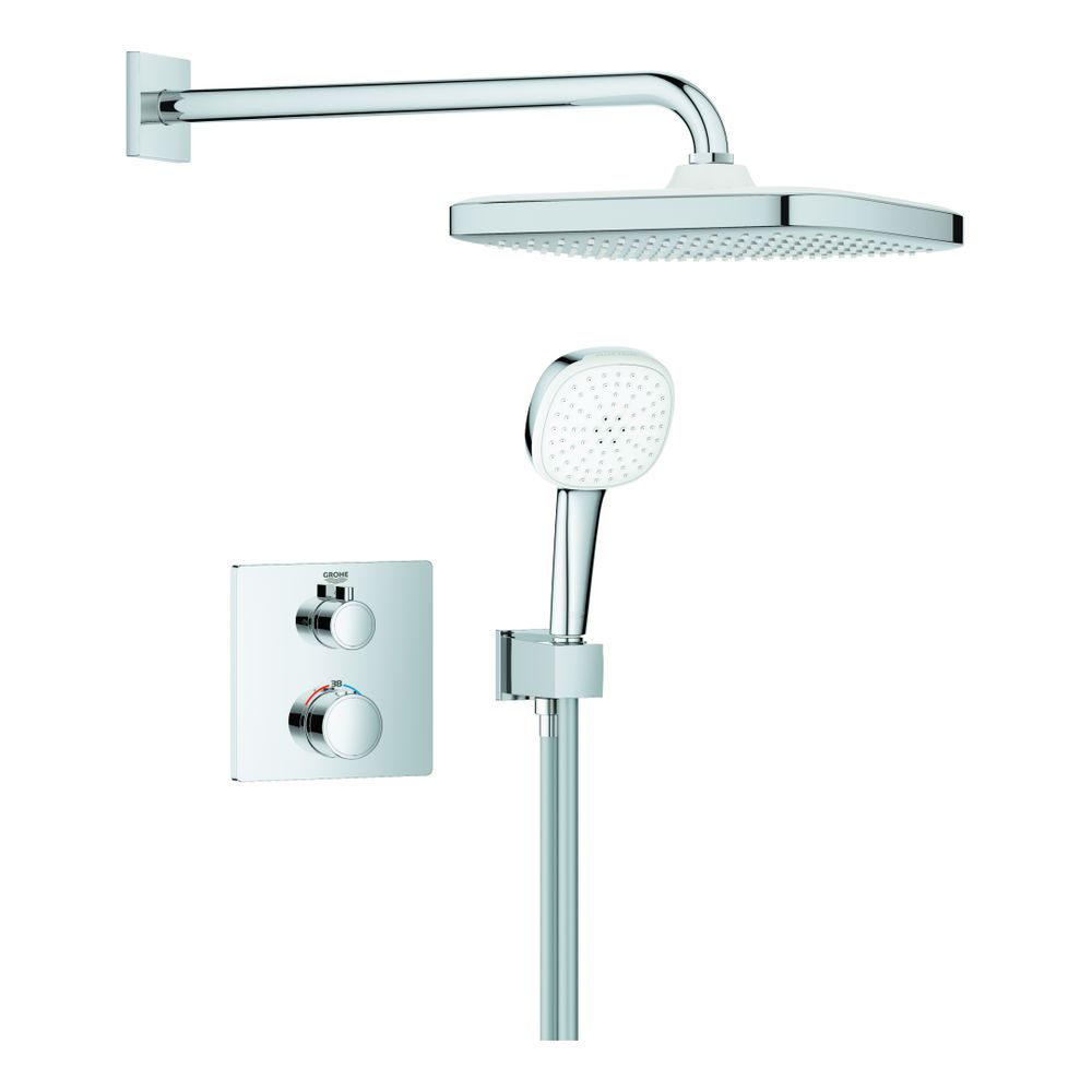 Grohe Grohtherm UP - Système de douche 5, carré, avec pommeau Tempesta 250 et mitigeur Tempesta 110 Cube, 1039950000