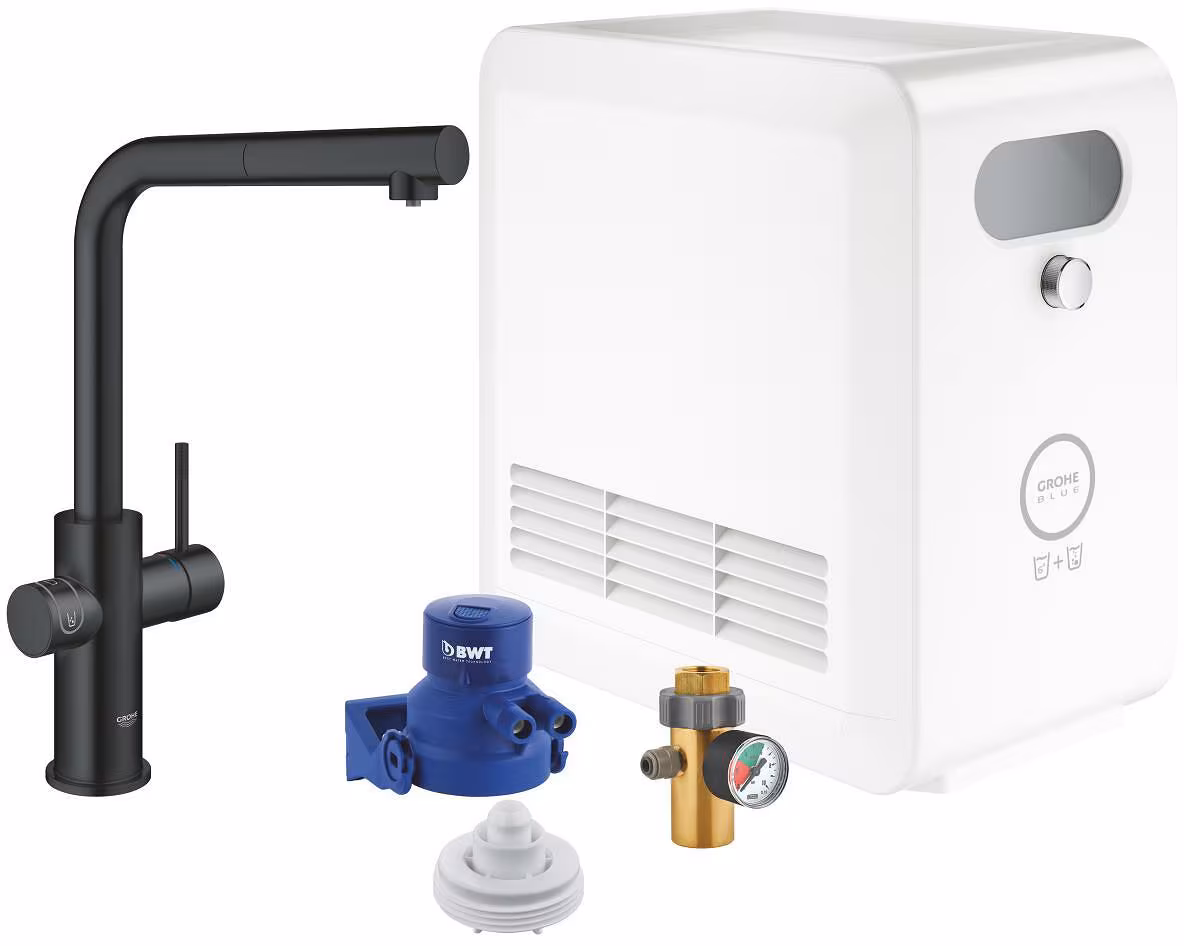 GROHE Blue Professional Set bec L avec mousseur extractible, velvet black (31326KS2)