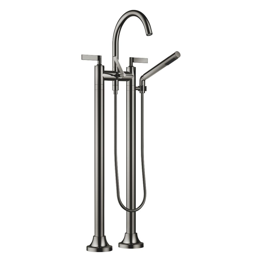 Robinetterie de baignoire à deux trous Dornbracht Vaia sur pied avec douchette manuelle, 221 mm, Chrome noir, 25943819-19