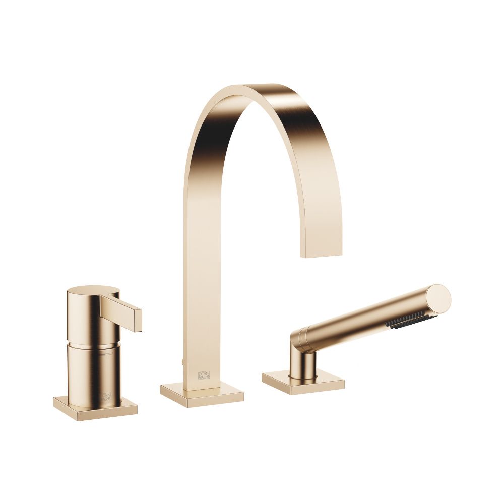 Mitigeur monocommande pour baignoire Dornbracht série MEM, montage sur rebord de baignoire, 220 mm, débit max. 20,4 l/min, fin Champagne plaqué or 22 carats