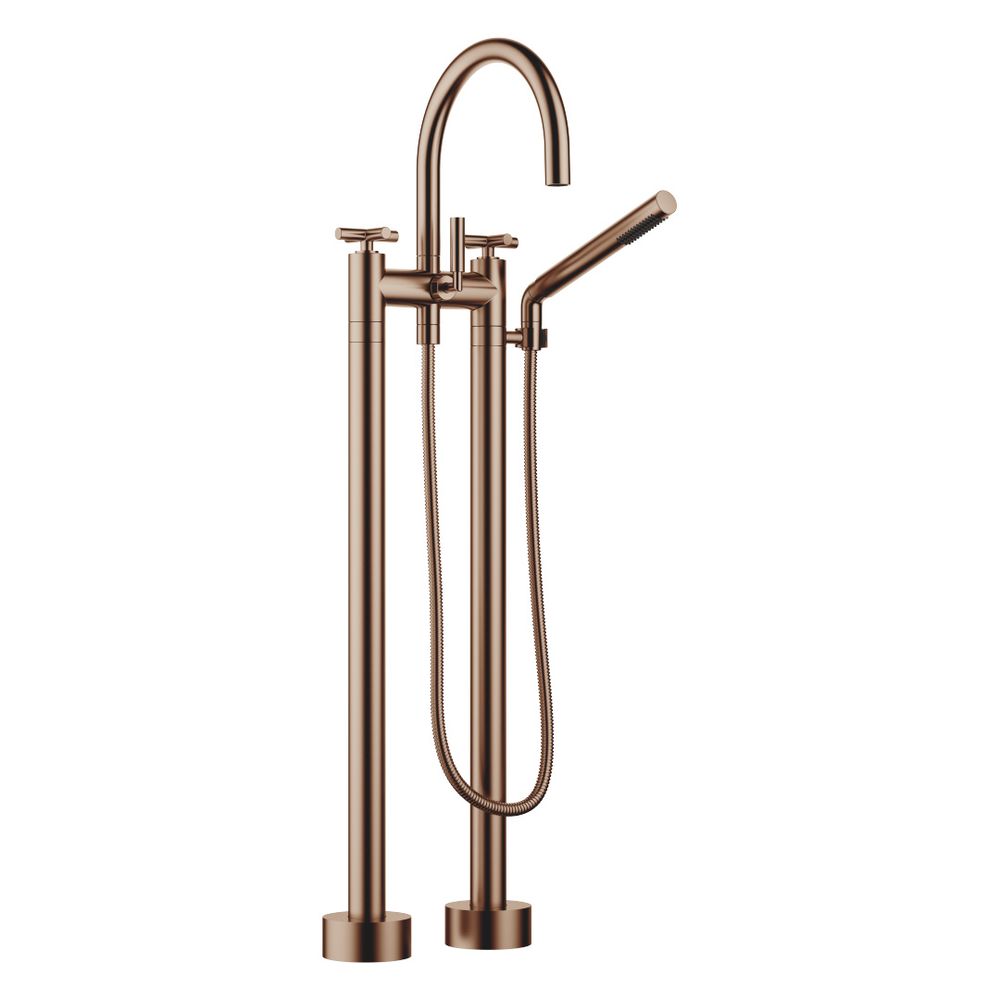 Robinetterie de baignoire à deux trous TARA Dornbracht, sur pied, avec douchette manuelle, pivotante, 220 mm, 22 l/min, Bronze brossé, 25943892-42