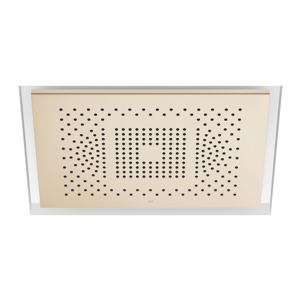 Panneau de pluie Dornbracht Serenity Sky pour encastrement au plafond avec éclairage FlowReduce – 2 types de jets – 600x420 mm, champagne brossé plaqué or 22 carats