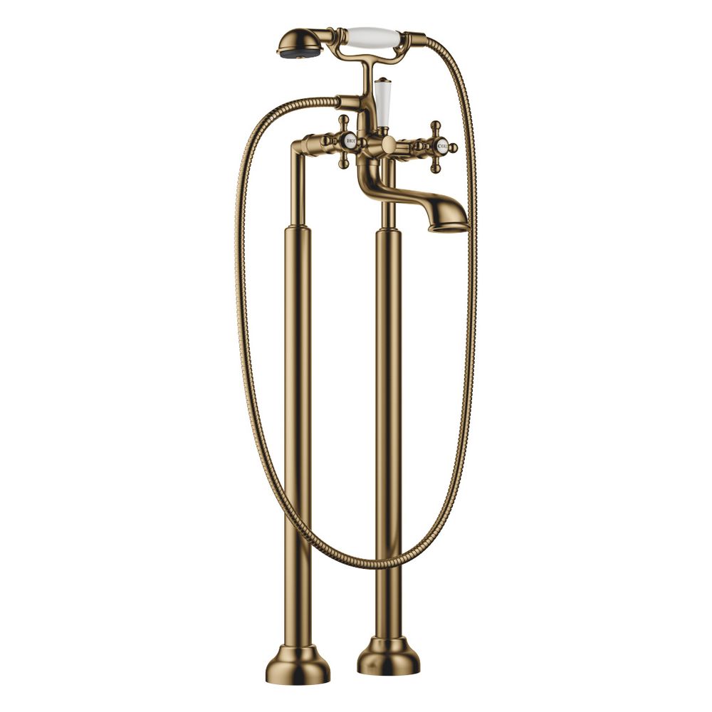 Robinetterie de baignoire à 2 trous Dornbracht Madison pour montage sur pied avec douchette manuelle, portée 245 mm, laiton brossé foncé