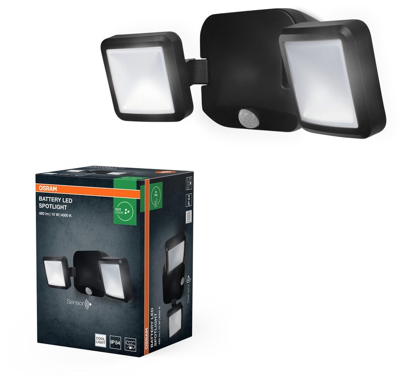 Luminaire extérieur OSRAM avec détecteur crépusculaire et mouvement 10W noir